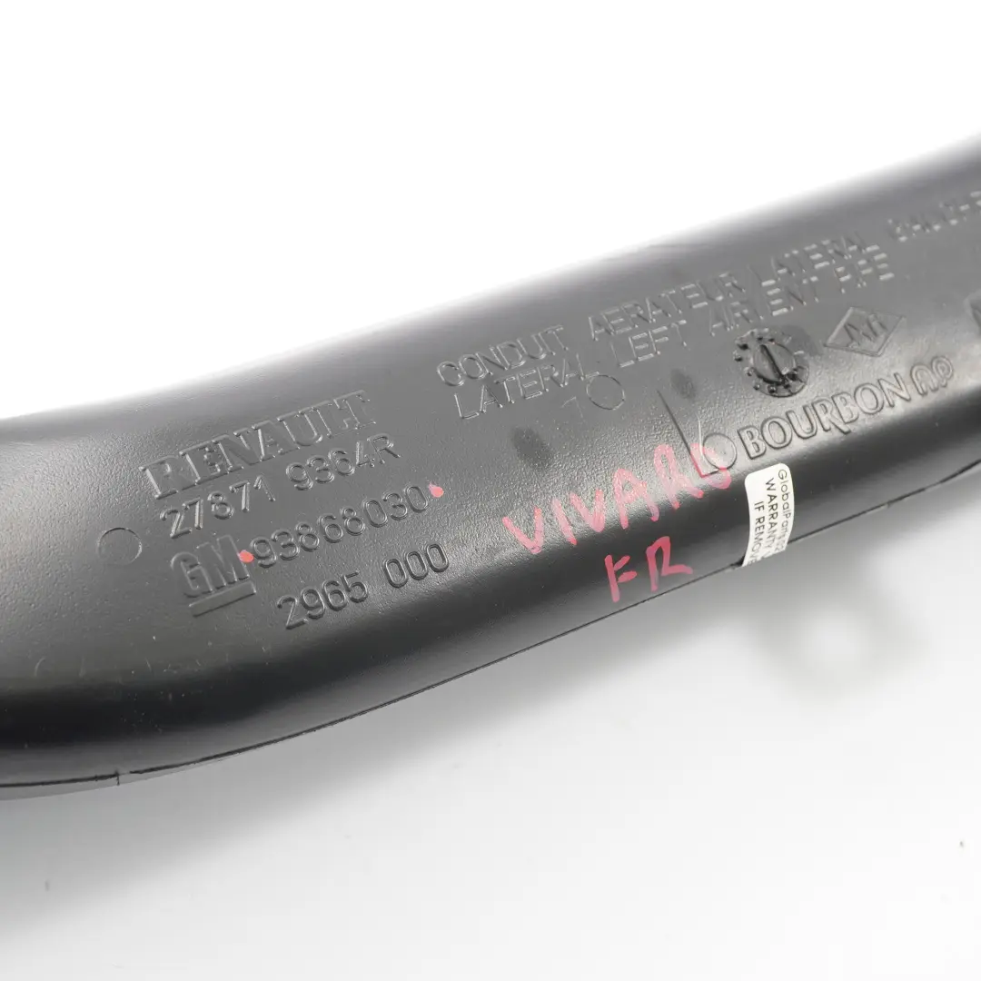 Air Duct Vauxhall Vivaro B Renault Trafic Vent Pipe Channel Left N/S - SKU 93868030 - Part number 93868030