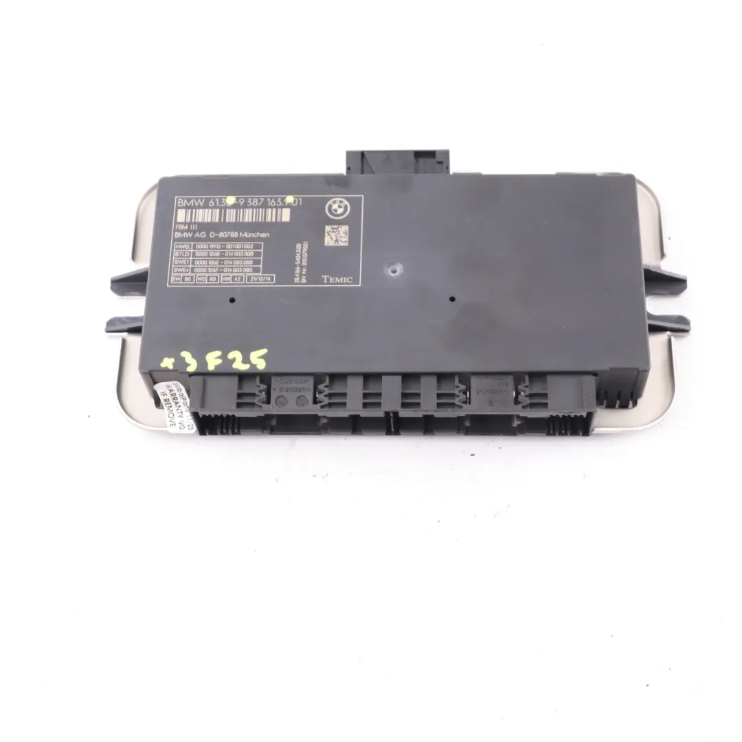 Footwell Light Control Unit Module ECU FRM III TEMIC to BMW X3 F25 with Part number 9387163 BMW X3 F25 Footwell Light Control Unit Module ECU FRM III TEMIC - SKU 9387163 - Part number 9387163