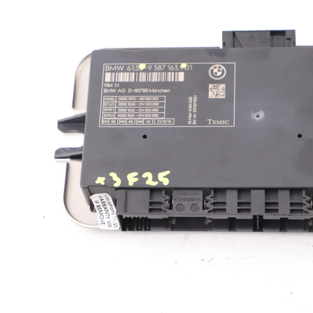 BMW X3 F25 Footwell Light Control Unit Module ECU FRM III TEMIC - SKU 9387163 - Part number 9387163