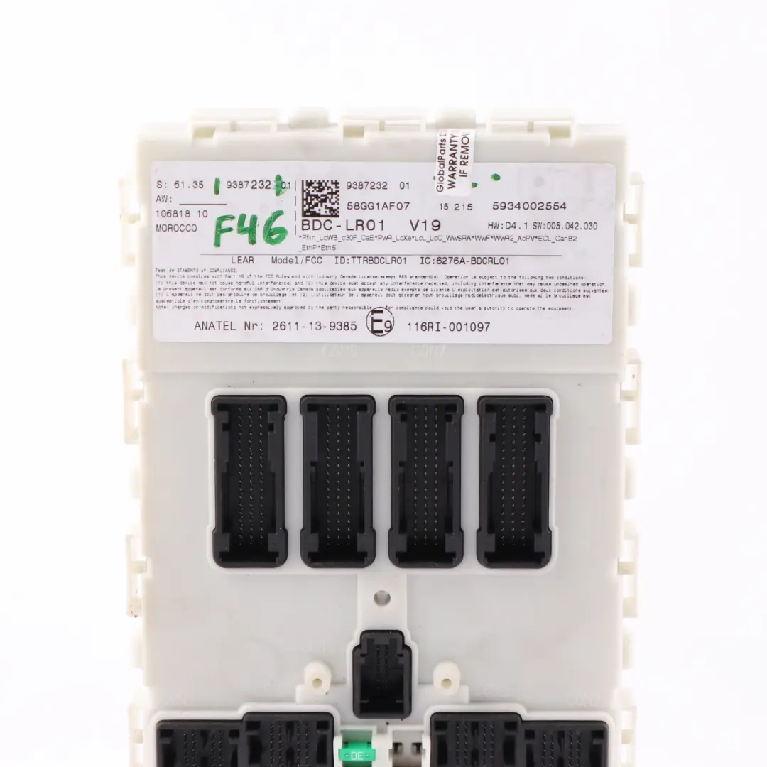 Body Domain Controller BDC Control Unit Module LR01 ECU to BMW F45 F46 with Part number 9387232 BMW F45 F46 Body Domain Controller BDC Control Unit Module LR01 ECU - SKU 9387232 - Part number 9387232