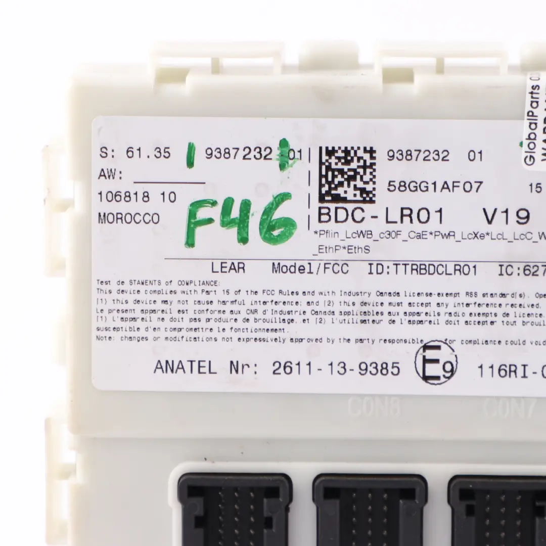 Body Domain Controller BDC Control Unit Module LR01 ECU to BMW F45 F46 with Part number 9387232 BMW F45 F46 Body Domain Controller BDC Control Unit Module LR01 ECU - SKU 9387232 - Part number 9387232