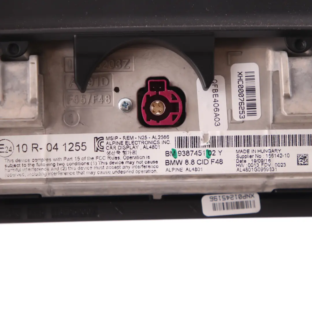 BMW X1 F48 Dashboard Monitor Display Central NAV Information Screen 8,8" - SKU 9387451 - Part number 9387451