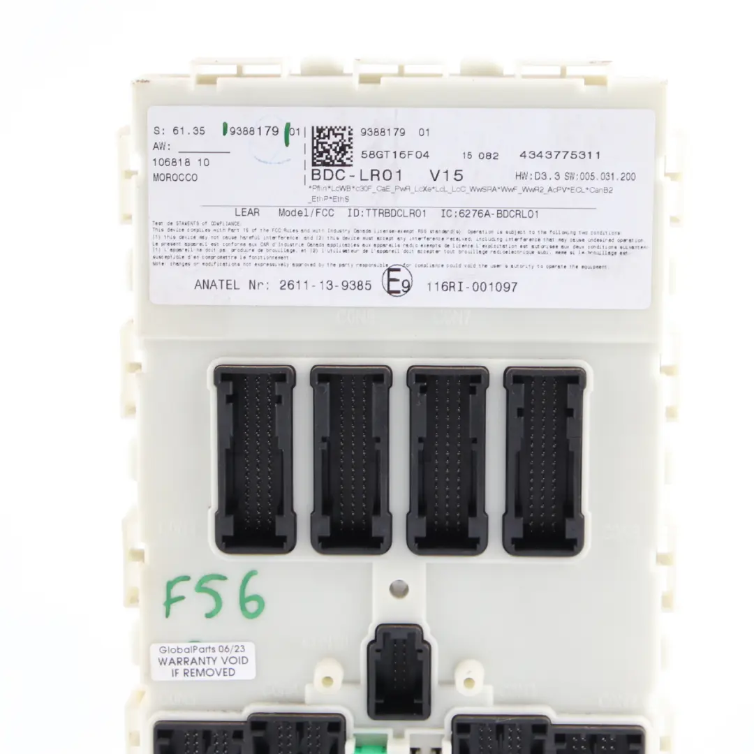 ECU Body Domain Controller BDC Module to Mini Cooper One F54 F55 F56 F60 with Part number 9388179 Mini Cooper One F54 F55 F56 F60 ECU Body Domain Controller BDC Module - SKU 9388179 - Part number 9388179