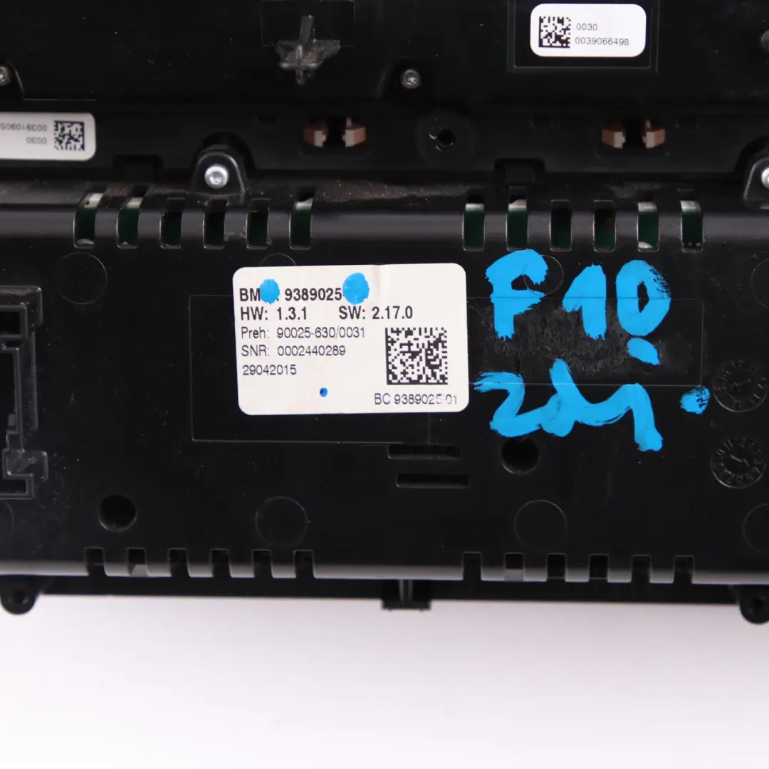 Air Conditioning Panel BMW F10 Radio A/C Switch Control Unit Zimtbraun - SKU 9389025 - Part number 9389025