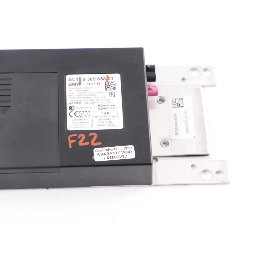 Telematics Bluetooth Control Module Unit TCB ECE GPS pour BMW F20 F21 F22 à propos du numéro de pièce 9389658 BMW F20 F21 F22 Telematics Bluetooth Control Module Unit TCB ECE GPS - SKU 9389658 - Numéro de pièce 9389658
