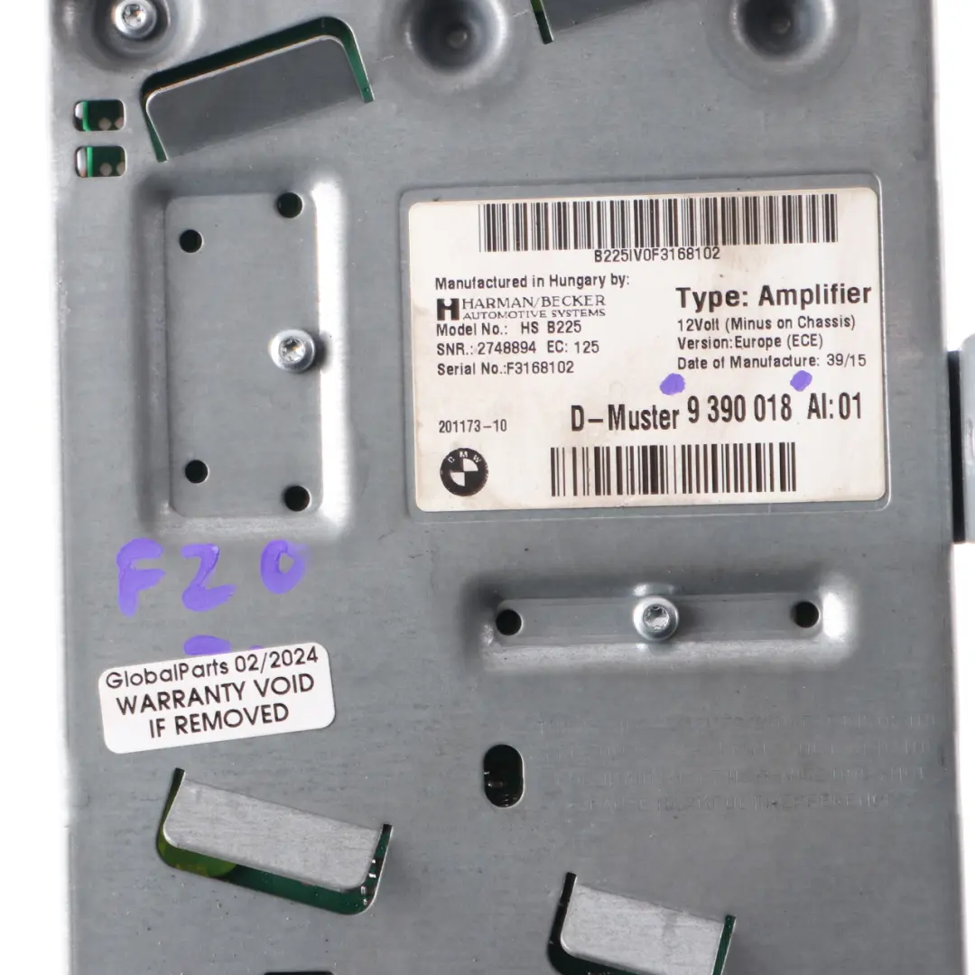 Audio Amplifier BMW F20 F21 LCI Mini F55 F56 Top Hifi Harman Kardon Unit to with Part number 9390018 Audio Amplifier BMW F20 F21 LCI Mini F55 F56 Top Hifi Harman Kardon Unit - SKU 9390018 - Part number 9390018