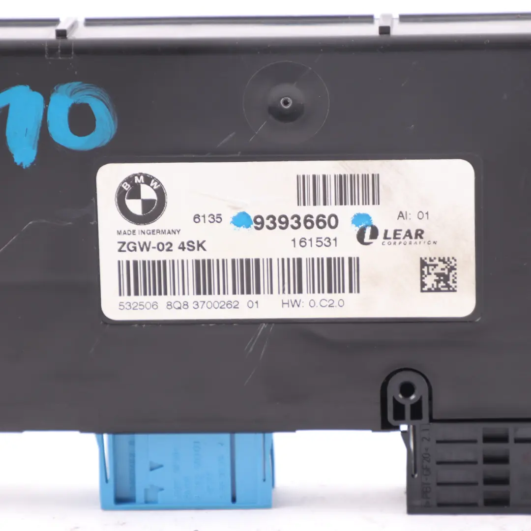 Central Gateway Module Control Unit Lear ZGW-02 4SK to BMW F10 with Part number 9393660 BMW F10 Central Gateway Module Control Unit Lear ZGW-02 4SK - SKU 9393660 - Part number 9393660