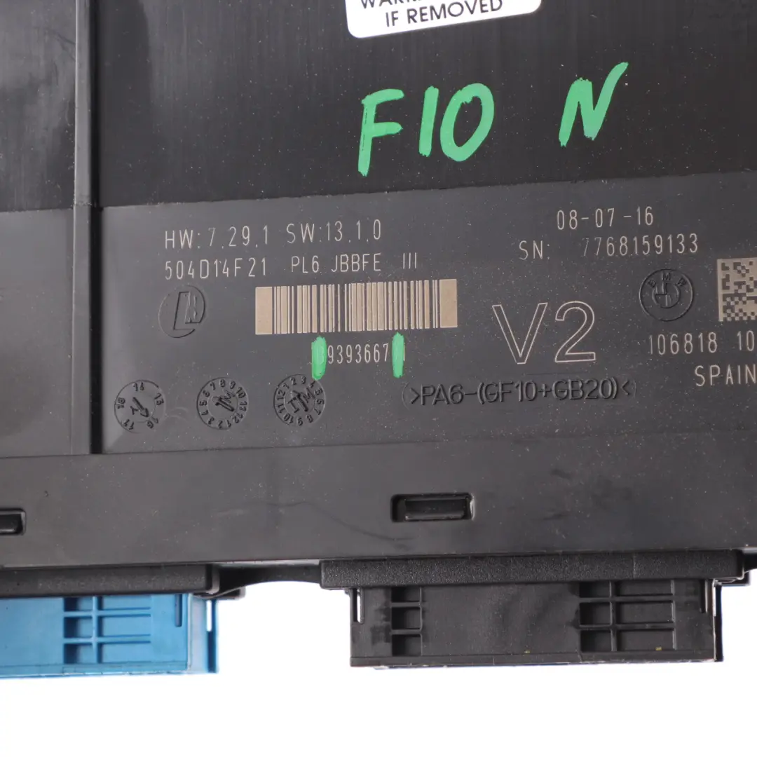 BMW F10 LCI Module contrôle carrosserie ECU Unit JBBFEIII V2 PL6 - SKU 9393667 - Numéro de pièce 9393667