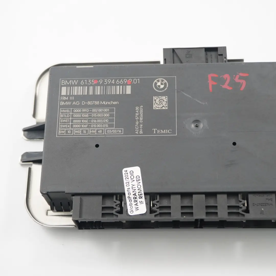 Fußraum leuchte Modul Steuergerät ECU FRM3 für BMW X3 F25 mit Teilenummer 9394669 BMW X3 F25 Fußraum leuchte Modul Steuergerät ECU FRM3 - SKU 9394669 - Teilenummer 9394669