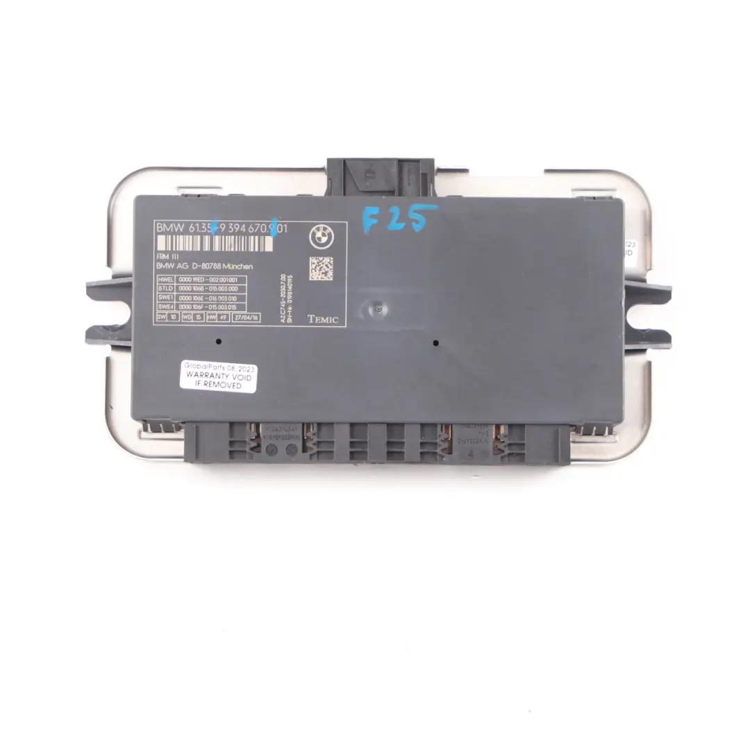 Footwell Light Control Module ECU Unit FRM3 III TEMIC to BMW F25 with Part number 9394670 BMW F25 Footwell Light Control Module ECU Unit FRM3 III TEMIC - SKU 9394670 - Part number 9394670