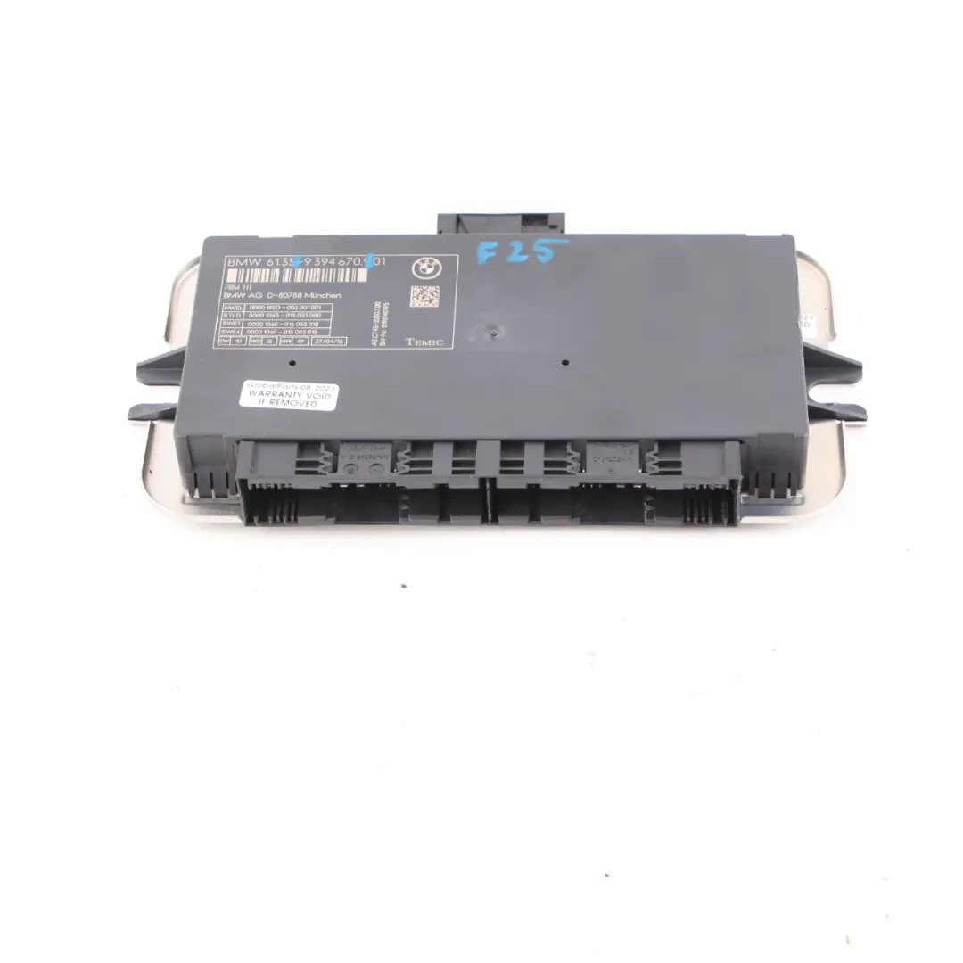 Footwell Light Control Module ECU Unit FRM3 III TEMIC to BMW F25 with Part number 9394670 BMW F25 Footwell Light Control Module ECU Unit FRM3 III TEMIC - SKU 9394670 - Part number 9394670