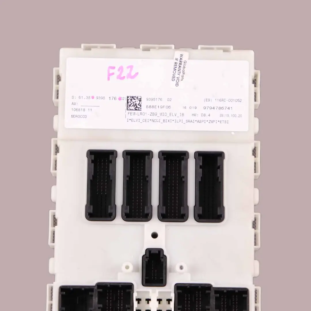  Módulo FEM BMW F20 F22 F30 F32 Unidad de Control ECU Caja de Fusibles - SKU 9395176 - Número de pieza 9395176