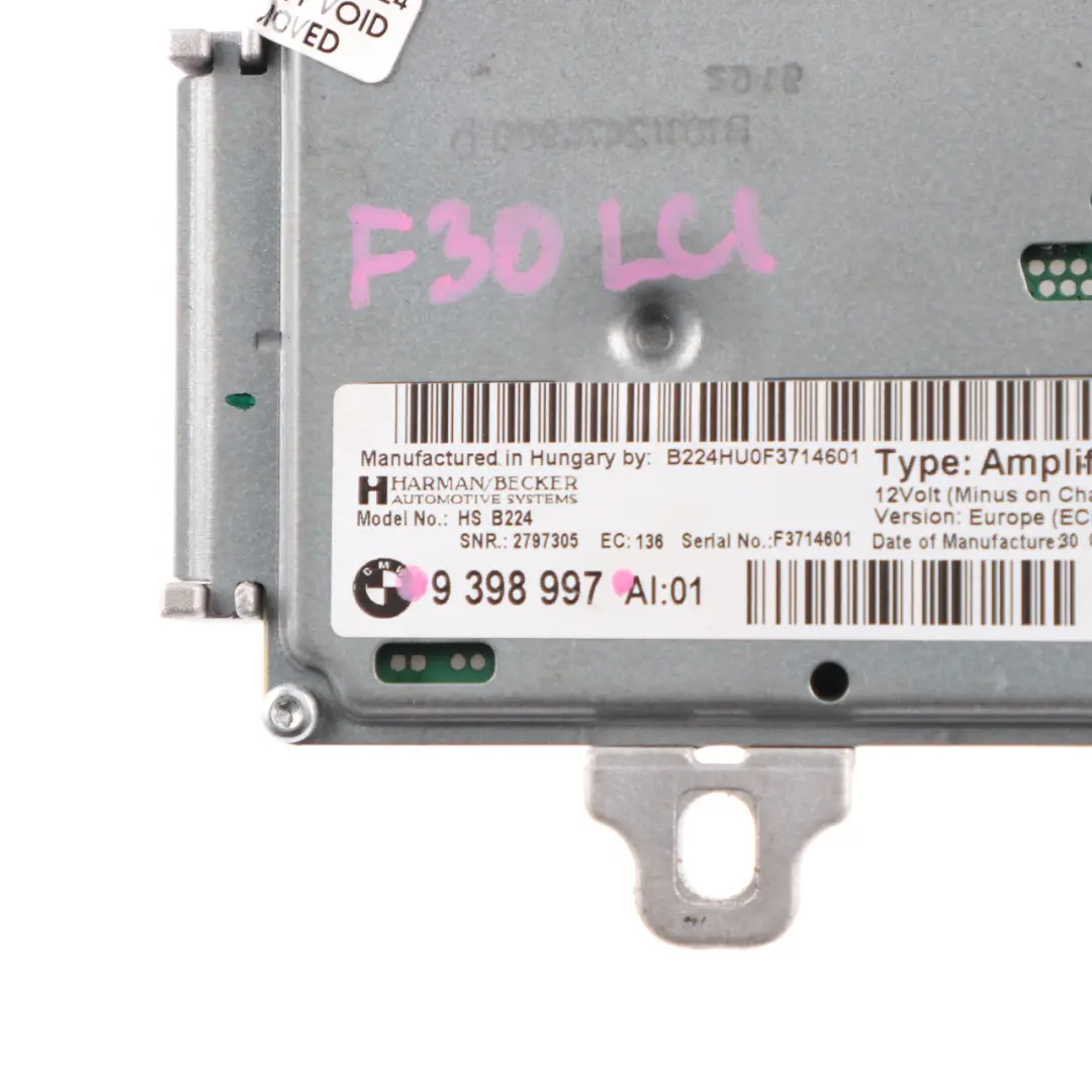 Sound Amplifier BMW F80 M3 F82 M4 Hifi Audio Unit Active Sound Design to with Part number 9398997 Sound Amplifier BMW F80 M3 F82 M4 Hifi Audio Unit Active Sound Design - SKU 9398997 - Part number 9398997