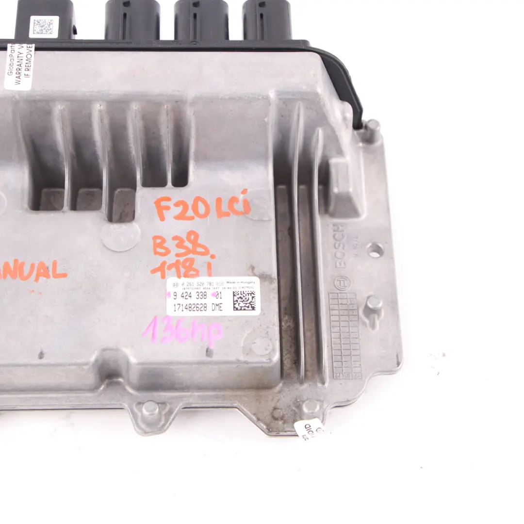 B38 136HP Engine Control Unit ECU DME Manual to BMW F20 F21 LCI 118i with Part number 9424338 BMW F20 F21 LCI 118i B38 136HP Engine Control Unit ECU DME Manual - SKU 9424338 - Part number 9424338