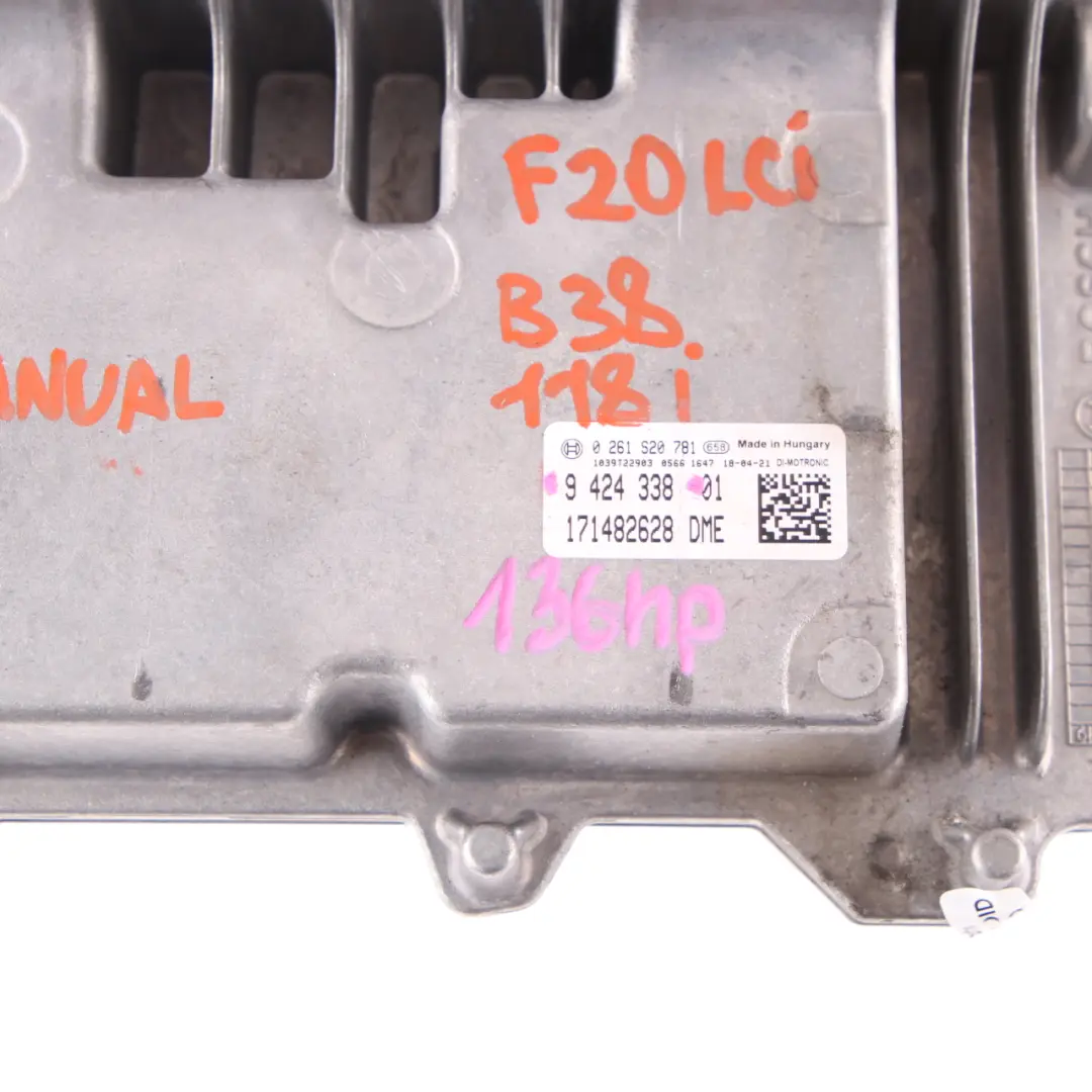 B38 136HP Engine Control Unit ECU DME Manual to BMW F20 F21 LCI 118i with Part number 9424338 BMW F20 F21 LCI 118i B38 136HP Engine Control Unit ECU DME Manual - SKU 9424338 - Part number 9424338