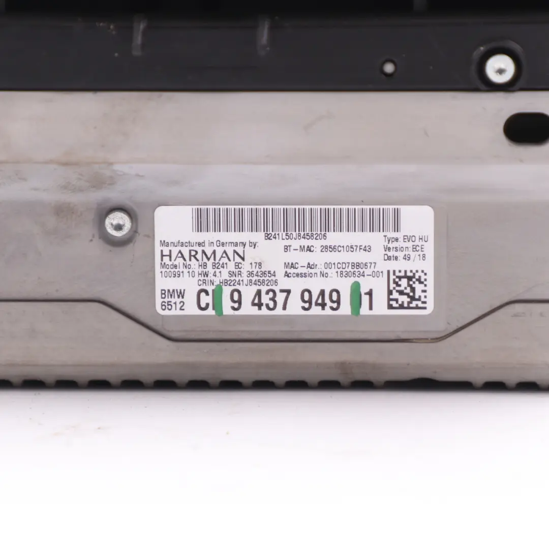 Radio CD Player Nawigacja do BMW F20 F21 F22 F30 F31 LCI o numerze 9437949 BMW F20 F21 F22 F30 F31 LCI Radio CD Player Nawigacja - SKU 9437949 - Numer Części 9437949