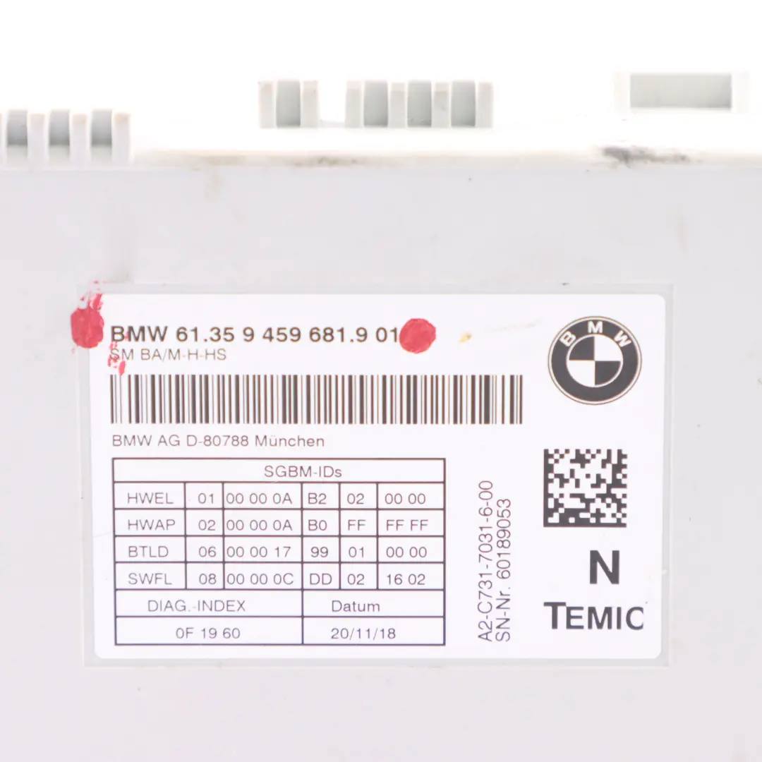 Seat Module BMW F20 F30 F32 F33 X1 F48 X5 F15 Front Control Unit ECU - SKU 9459681 - Part number 9459681
