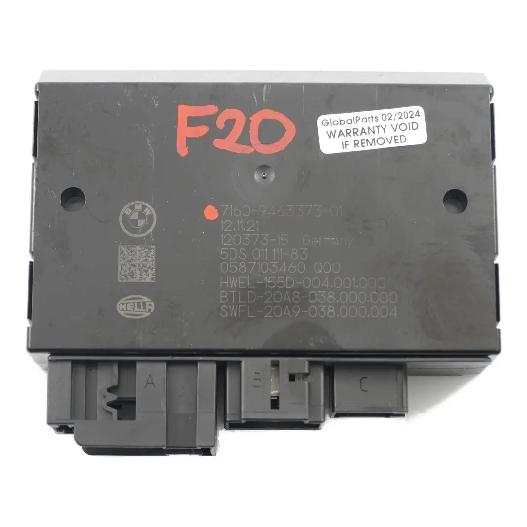 BMW F20 F21 F30 F31 F32 Enganche remolque Módulo gancho remolque control - SKU 9463373 - Número de pieza 9463373