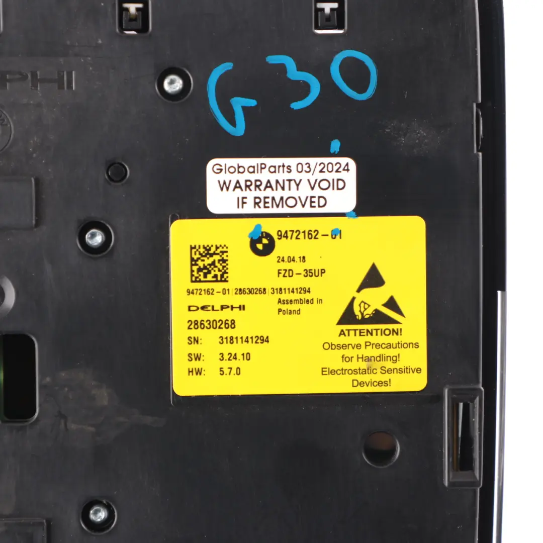 BMW G30 G31 F90 Interruptor Lámpara Techo Negro Brillante SoS - SKU 9472162 - Número de pieza 9472162