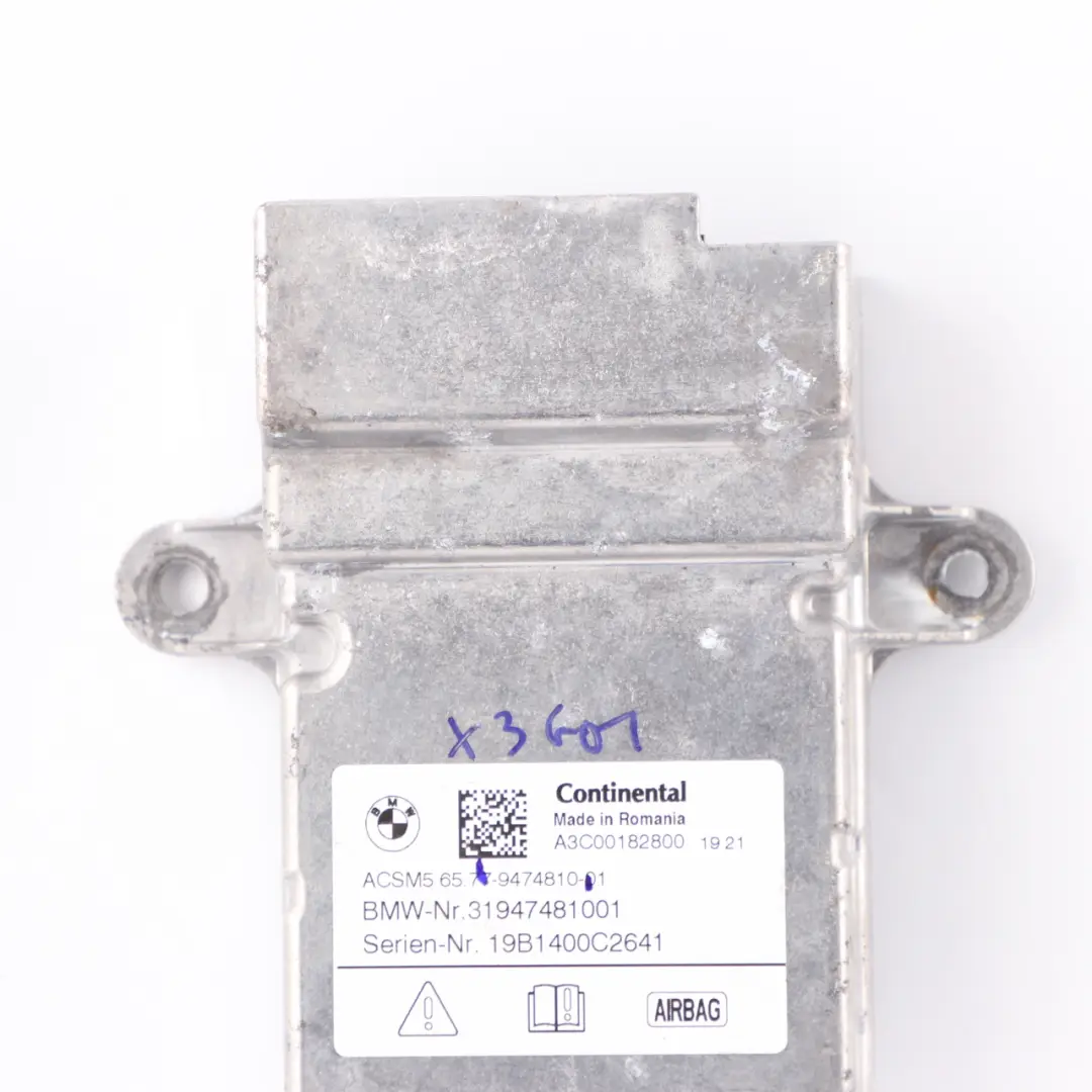 Air Module BMW G30 G31 X3 G01 X4 G02 SRS Control Unit ECU - SKU 9474810 - Part number 9474810