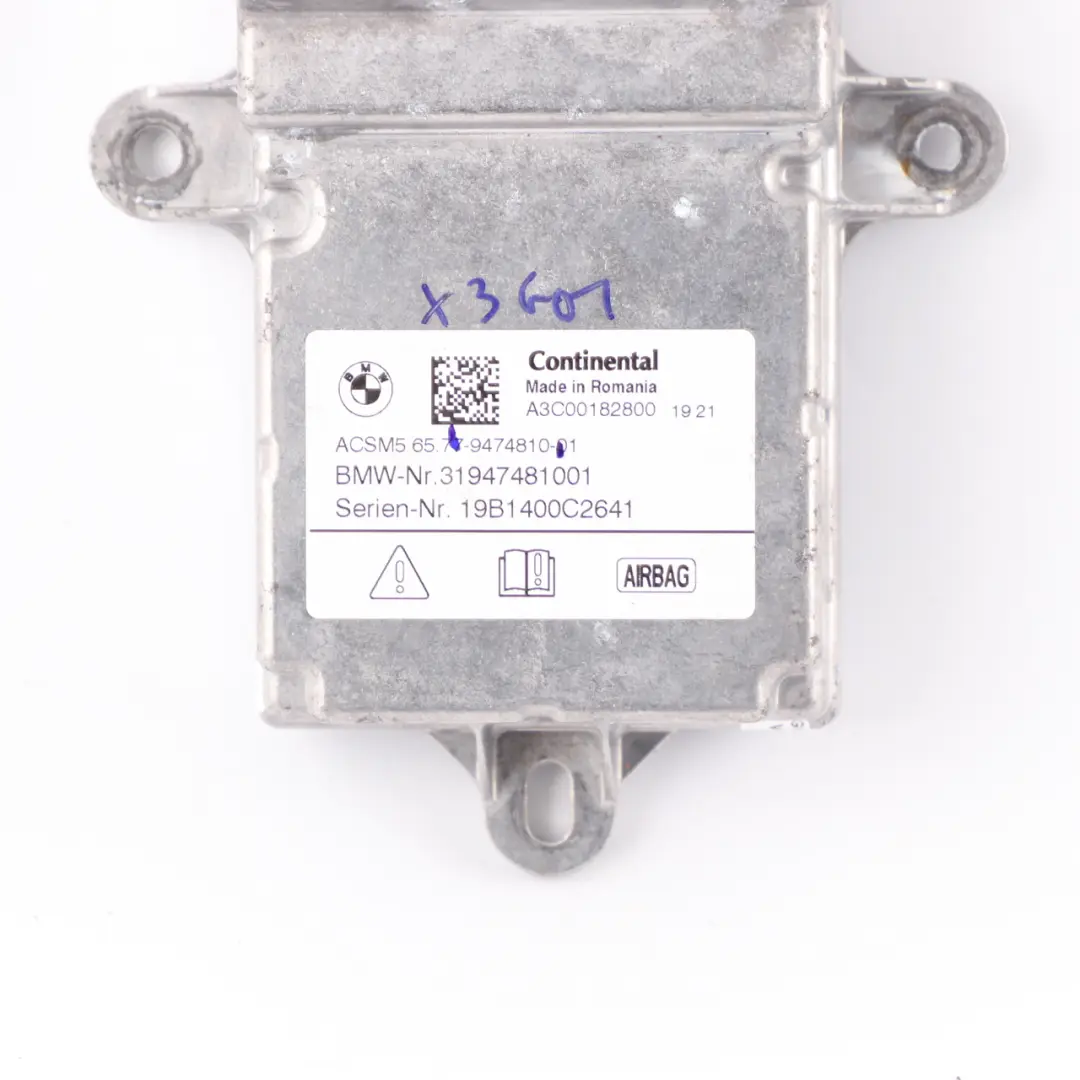 Air Module BMW G30 G31 X3 G01 X4 G02 SRS Control Unit ECU - SKU 9474810 - Part number 9474810