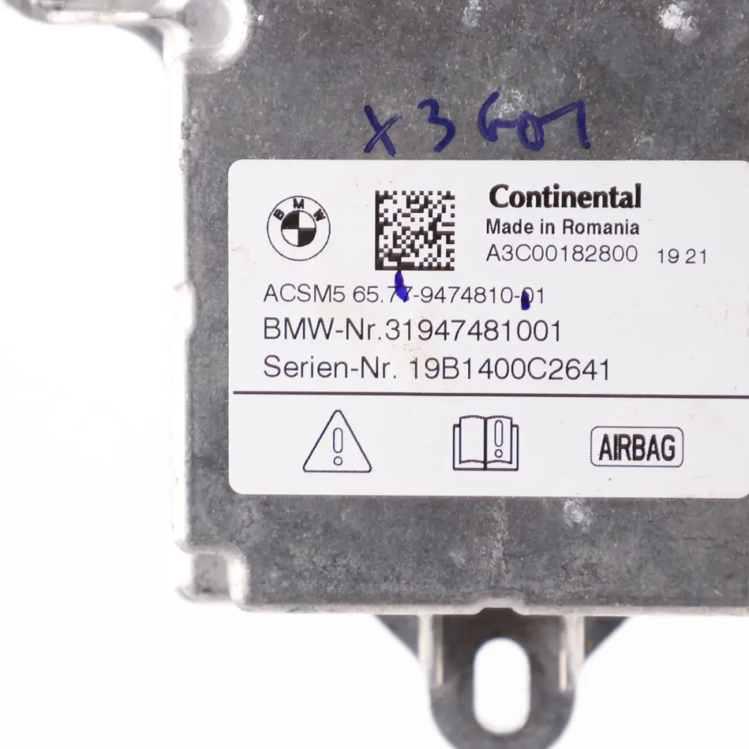 BMW G30 G31 X3 G01 X4 G02 Moduł Poduszki Airbag SRS ECU - SKU 9474810 - Numer Części 9474810