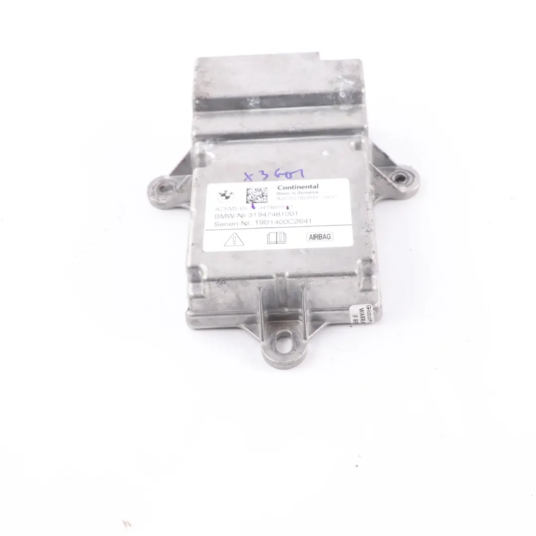 BMW G30 G31 X3 G01 X4 G02 Moduł Poduszki Airbag SRS ECU - SKU 9474810 - Numer Części 9474810