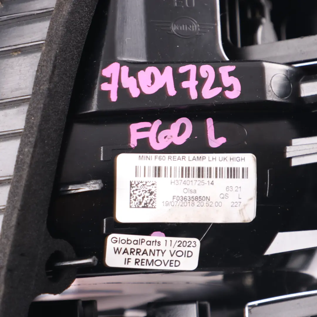 Lamp Left N/S Side Panel Tail Light Taillight 7401725 to Mini Countryman F60 Rear with Part number 9477155 Mini Countryman F60 Rear Lamp Left N/S Side Panel Tail Light Taillight 7401725 - SKU 9477155 - Part number 9477155