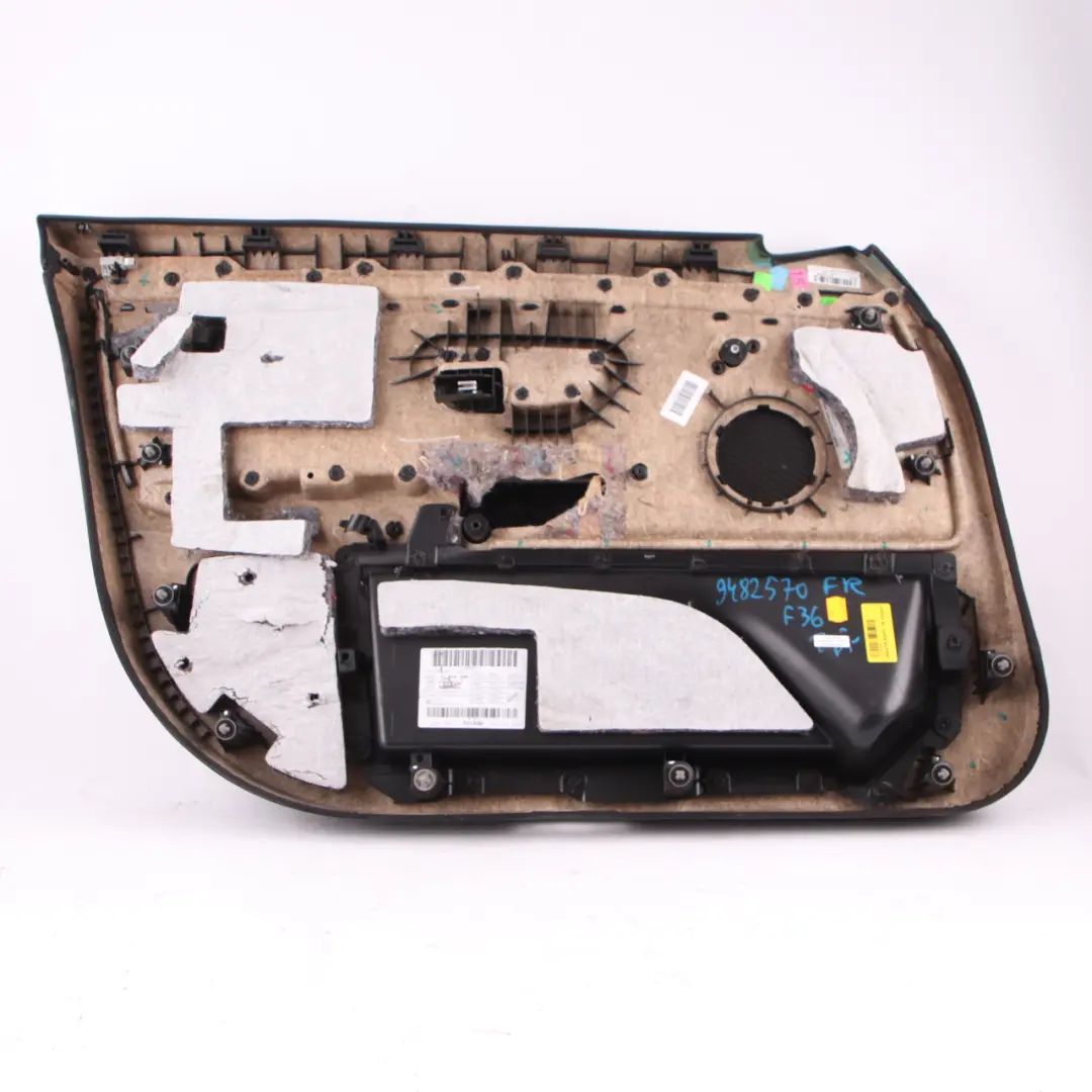 Door Card Front Right O/S Lining Panel Ivory White Oyster Leather to BMW F36 LCI with Part number 9482570 BMW F36 LCI Door Card Front Right O/S Lining Panel Ivory White Oyster Leather - SKU 9482570 - Part number 9482570