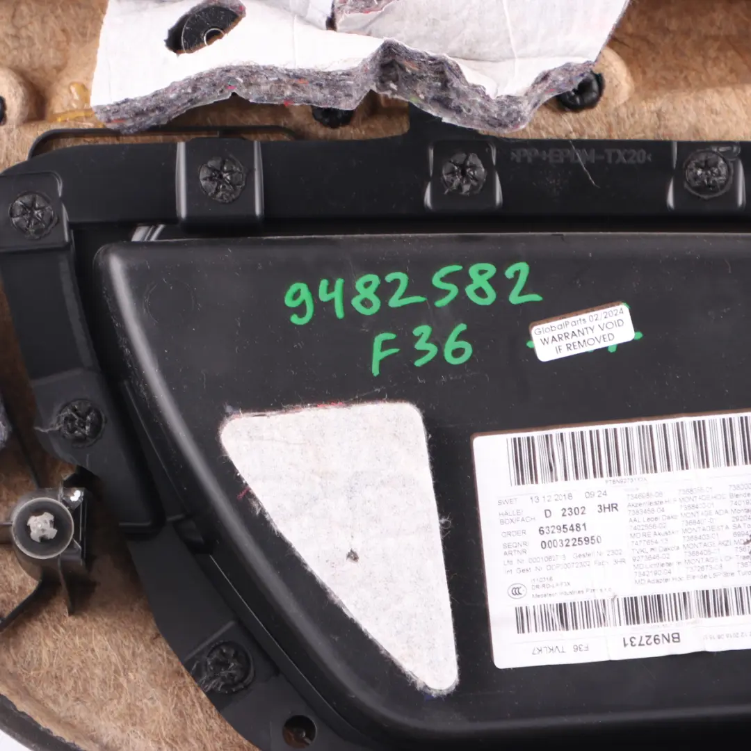 Door Card Trim Rear Right O/S HiFi Lining Panel Leather Ivory White to BMW F36 LCI with Part number 9482582 BMW F36 LCI Door Card Trim Rear Right O/S HiFi Lining Panel Leather Ivory White - SKU 9482582 - Part number 9482582