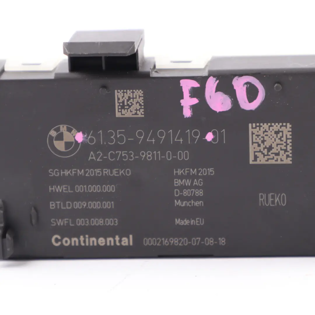 Moduł Sterownik Klapy Bagażnika do BMW F45 F48 F15 F31 F36 Mini F60 o numerze 9491419 BMW F45 F48 F15 F31 F36 Mini F60 Moduł Sterownik Klapy Bagażnika - SKU 9491419 - Numer Części 9491419