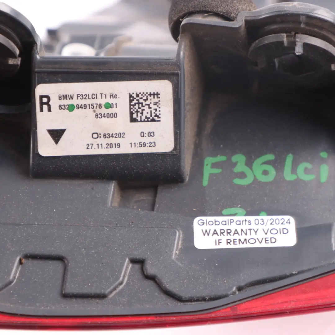 Lamp BMW F32 F33 F36 F82 M4 Light Side Panel Right O/S Black Line to Rear with Part number 9491576 Rear Lamp BMW F32 F33 F36 F82 M4 Light Side Panel Right O/S Black Line - SKU 9491576 - Part number 9491576