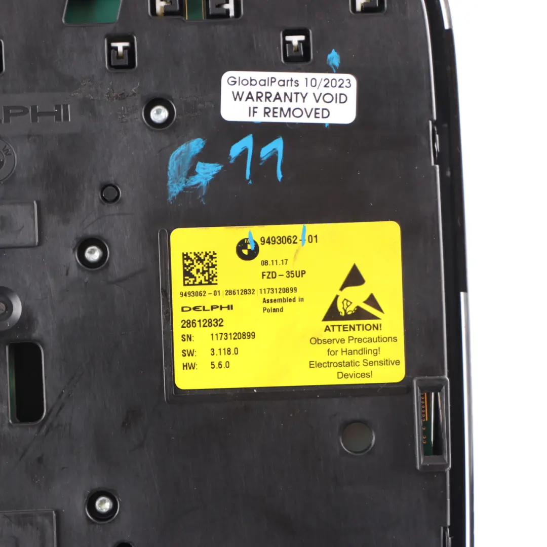 Roof Light Front Reading Lamp Interior Switch Panel Unit Black to BMW G11 with Part number 9493062 BMW G11 Roof Light Front Reading Lamp Interior Switch Panel Unit Black - SKU 9493062 - Part number 9493062