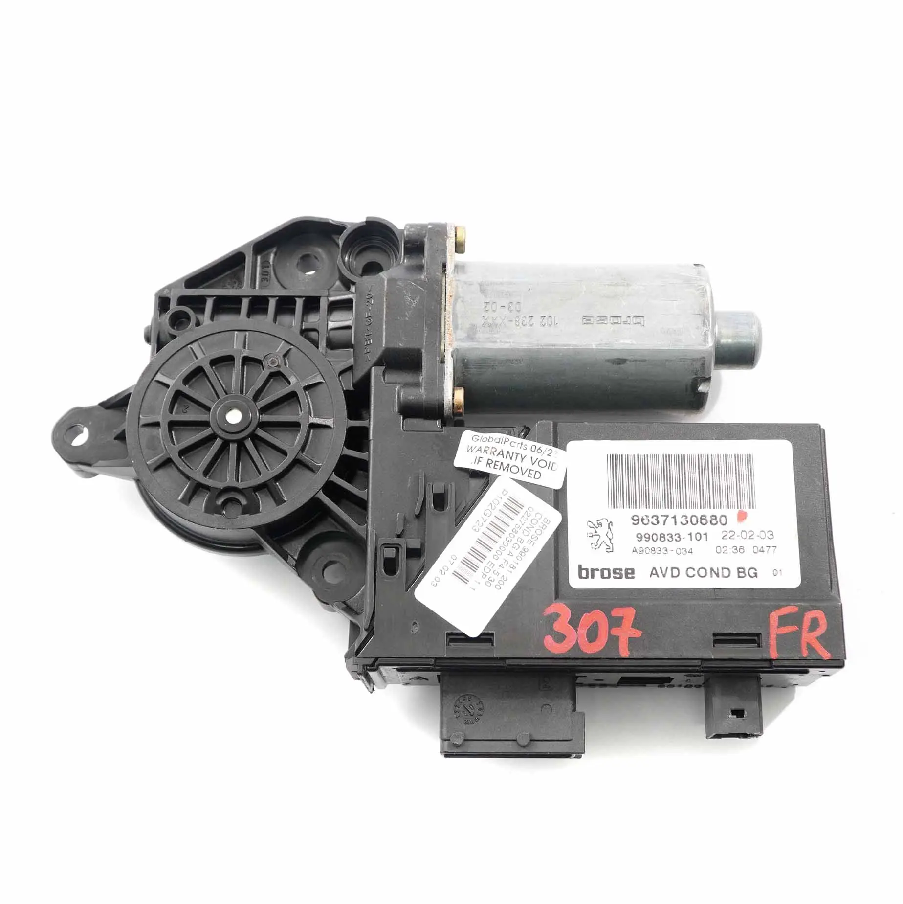 Peugeot 307 Elevalunas Motor Puerta Delantera Derecha Accionamiento 9637130680