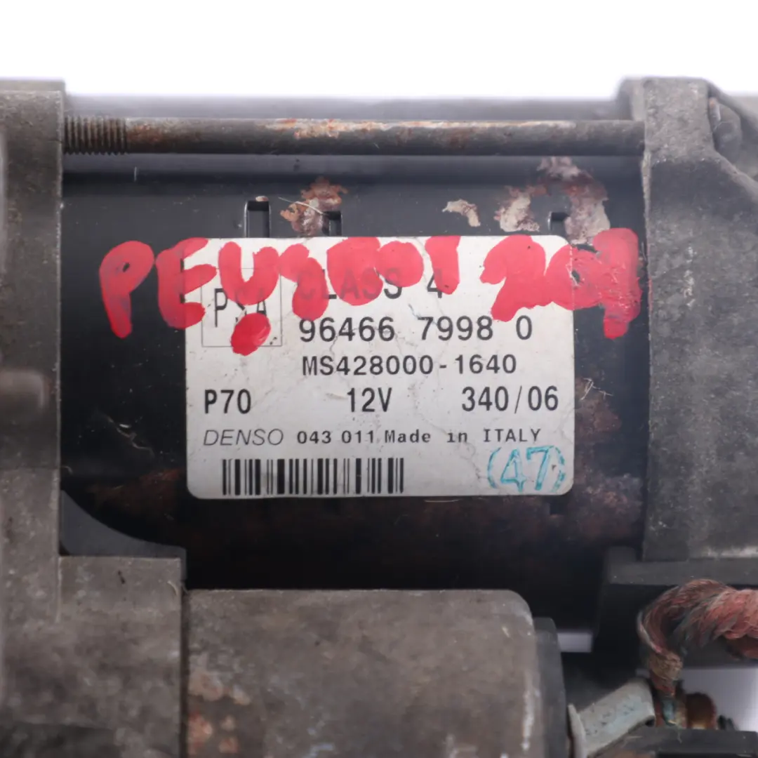 Peugeot 207 1.6 HDI Diesel Moteur de démarrage - SKU 9646679980 - Numéro de pièce 9646679980