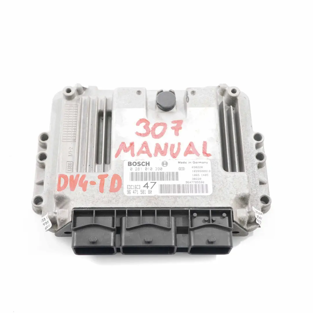 Peugeot 307 1.4 HDI Diesel DV4-TD Engine Control Unit ECU Manual - SKU 9647158180 - Part number 9647158180