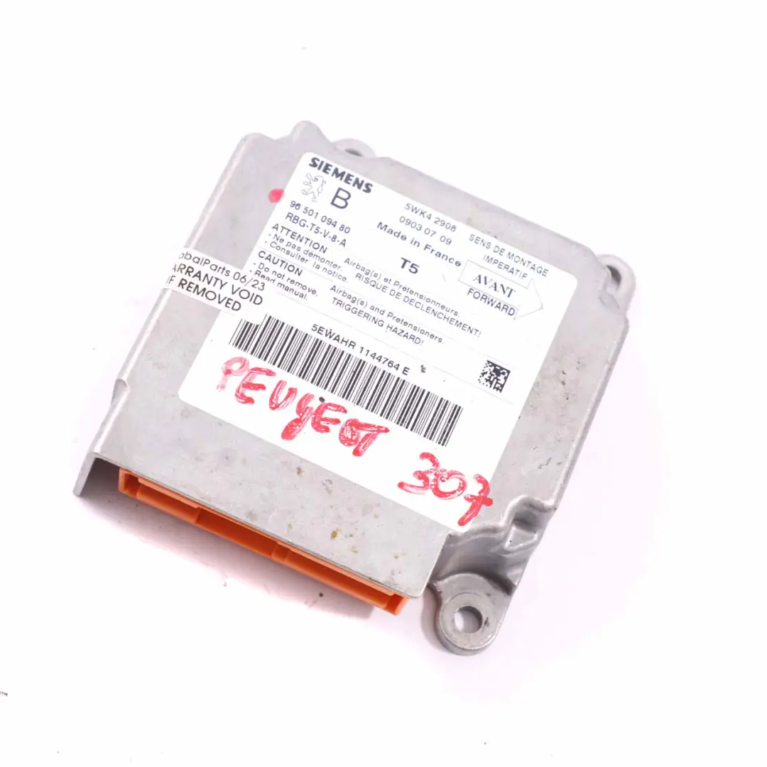  Módulo Airbag Citroen Berlingo Peugeot Partner Unidad Control Sensor 9674290780 - SKU 9650109480 - Número de pieza 9650109480