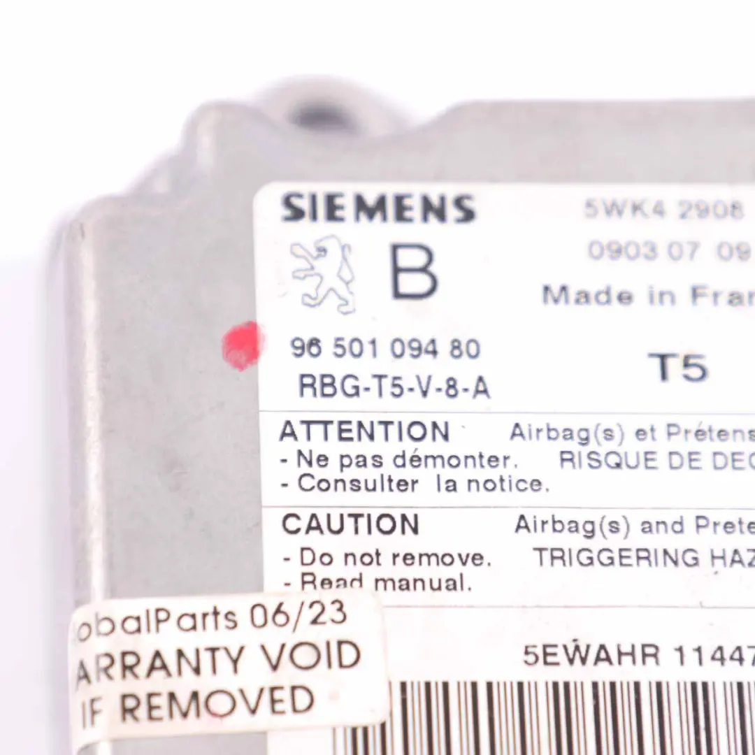  Airbag Modul Citroen Berlingo Peugeot Partner Steuergerät Sensor 9674290780 - SKU 9650109480 - Teilenummer 9650109480