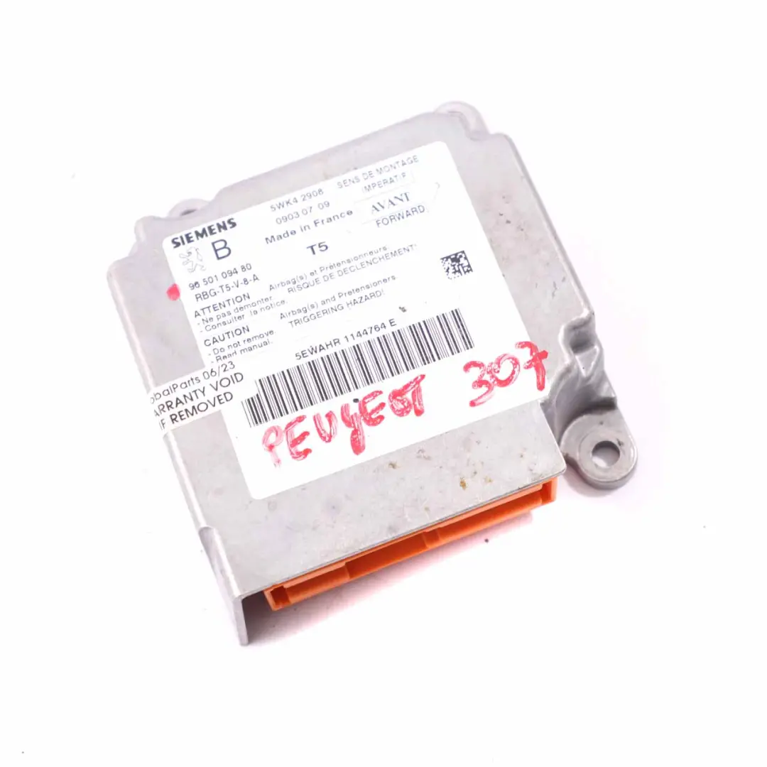  Airbag Module Peugeot 307 Control Unit ECU Car Safety Sensor - SKU 9650109480 - Part number 9650109480