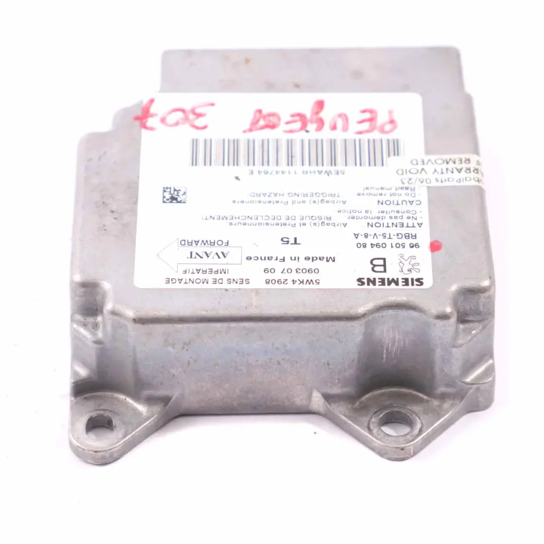 Airbag Module Peugeot 307 Control Unit ECU Car Safety Sensor to with Part number 9650109480 Airbag Module Peugeot 307 Control Unit ECU Car Safety Sensor - SKU 9650109480 - Part number 9650109480