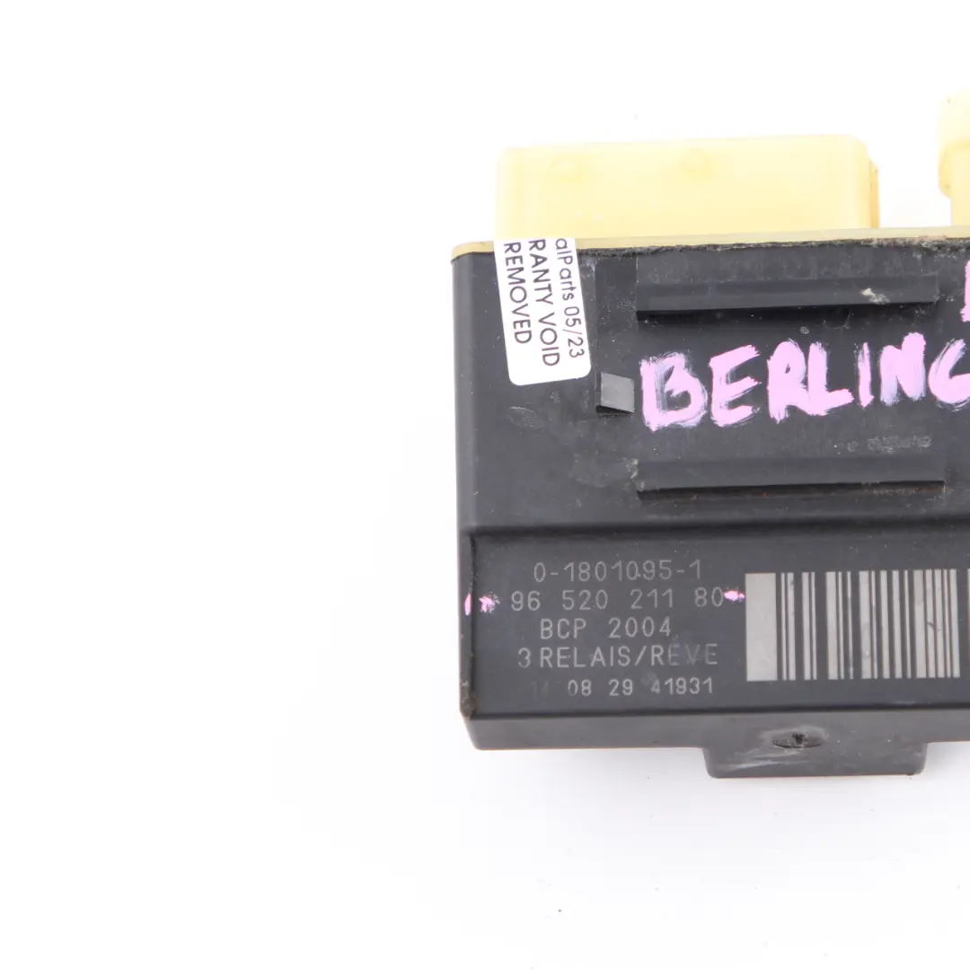 Citroen Berlingo Cooling Fan Relay Plug Control Module to with Part number 9652021180 Citroen Berlingo Cooling Fan Relay Plug Control Module - SKU 9652021180 - Part number 9652021180