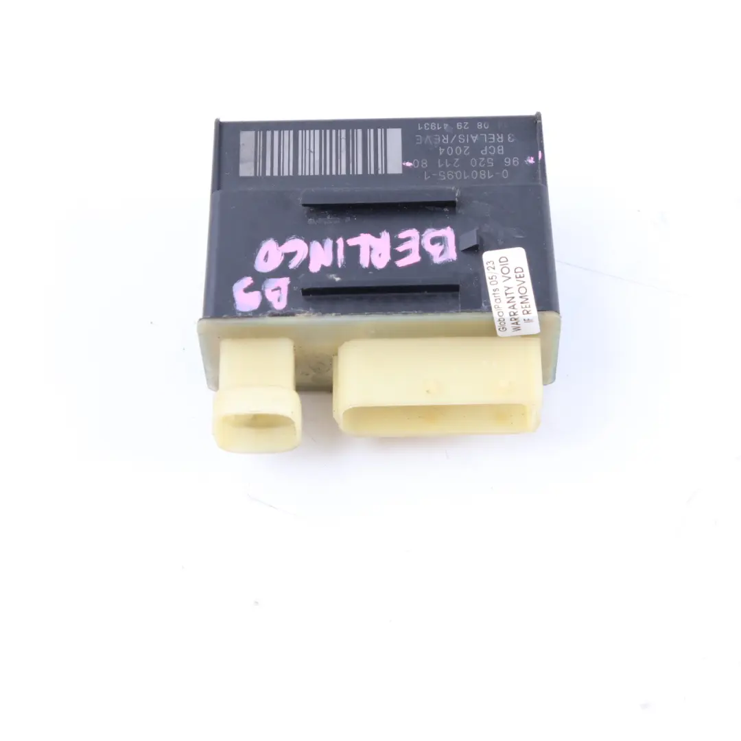 Citroen Berlingo Cooling Fan Relay Plug Control Module to with Part number 9652021180 Citroen Berlingo Cooling Fan Relay Plug Control Module - SKU 9652021180 - Part number 9652021180