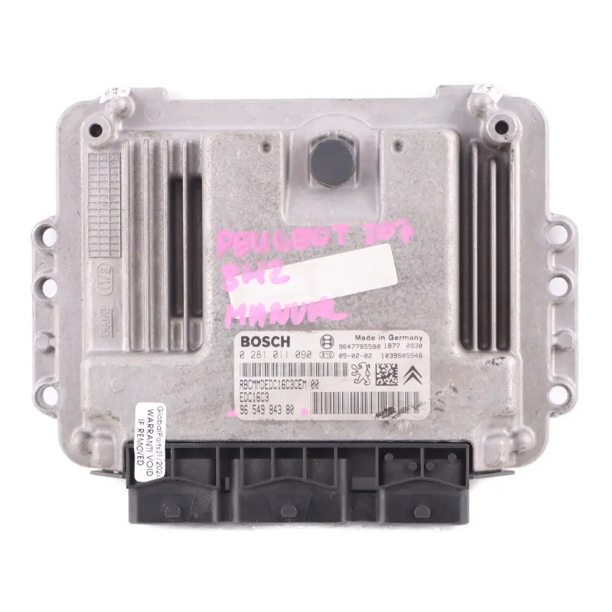 Peugeot 307 1.4 HDI Diesel 8HZ Engine Control Unit ECU 9654984380 Manual 