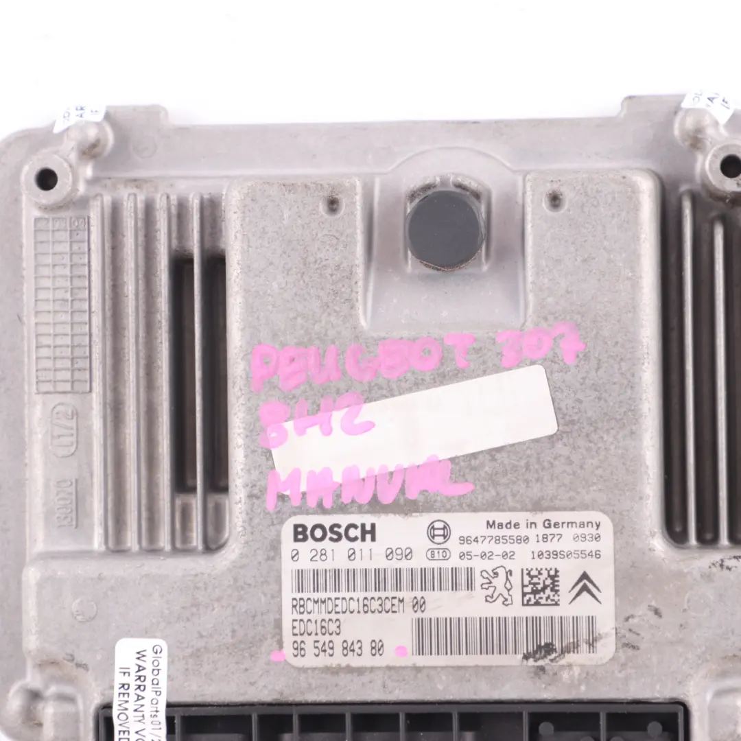 8HZ Engine Control Unit ECU Manual to Peugeot 307 1.4 HDI Diesel with Part number 9654984380 Peugeot 307 1.4 HDI Diesel 8HZ Engine Control Unit ECU Manual - SKU 9654984380 - Part number 9654984380