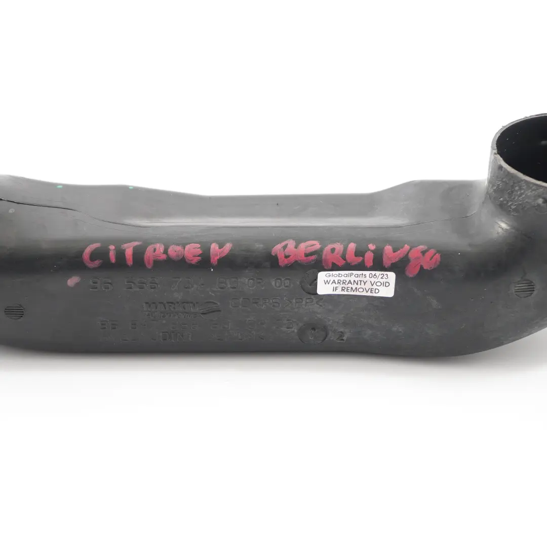 Citroen Berlingo Peugeot 207 1.6 HDI Air Intake Pipe Hose Tube - SKU 9656673480 - Part number 9656673480