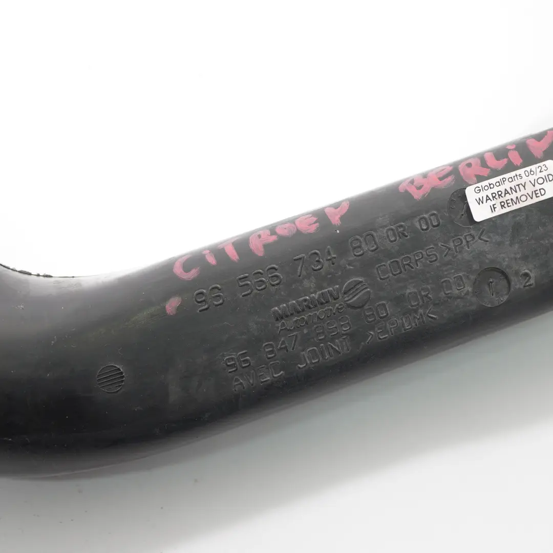  Citroen Berlingo Peugeot 207 1.6 HDI Air Intake Pipe Hose Tube - SKU 9656673480 - Part number 9656673480