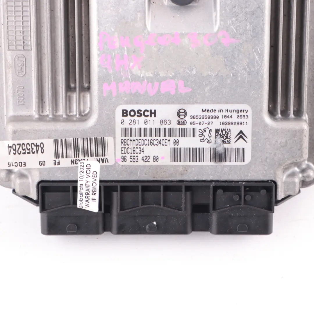 9HX 1.6 Diesel Engine Control Unit ECU Module Manual to Peugeot 307 with Part number 9659342280 Peugeot 307 9HX 1.6 Diesel Engine Control Unit ECU Module Manual - SKU 9659342280 - Part number 9659342280