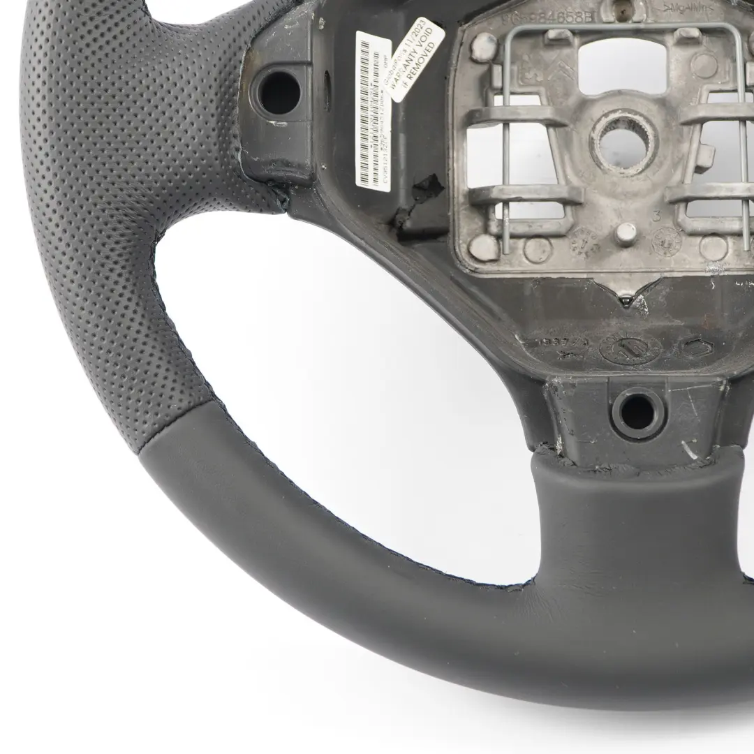 Steering Wheel NEW Black Leather to Peugeot 308 with Part number 96598451ZD Peugeot 308 Steering Wheel NEW Black Leather - SKU 96598451ZD-1 - Part number 96598451ZD