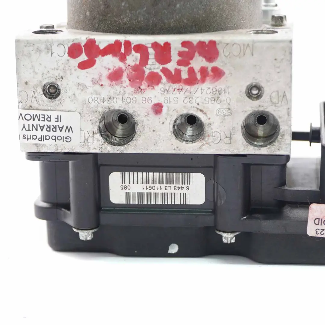 Citroen Berlingo 1.6 HDI Brake Pump ABS Module Hydraulic Control Unit to with Part number 9660107180 Citroen Berlingo 1.6 HDI Brake Pump ABS Module Hydraulic Control Unit - SKU 9660107180 - Part number 9660107180