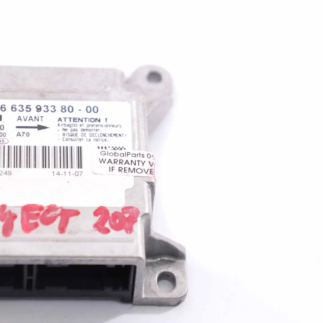 Airbag Module ECU Control Unit Sensor Air Bag Peugeot 207 - SKU 9663593380 - Part number 9663593380